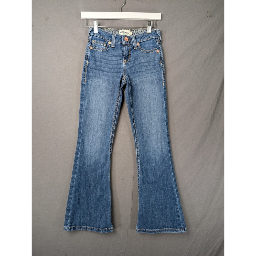 Ariat Real Vicky Flare Jeans Dresden Blue Girls Size 12 Flare Leg Denim